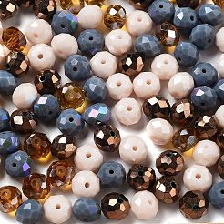 ガラスビーズ  多面カット  ロンデル  バリーウッド  10x8mm  穴：1mm  約62個/56g&nbsp;LS-EGLA-A034-SM10mm-34