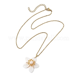 Collar con colgante de flor de perla natural y concha&nbsp;NJEW-JN06195