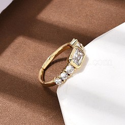 Manschettenringe aus Messing mit Zirkonia für Damen&nbsp;RJEW-B160-07B-G