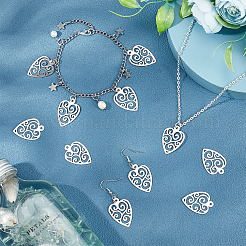 50 шт. оригинального цвета сердце с цветочным узором из нержавеющей стали 304 срез подвески&nbsp;STAS-UN0021-52P