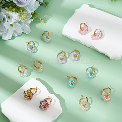 7 пара серег-колец в форме цветка из нержавеющей стали 304&nbsp;EJEW-AR00007