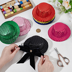7 Stück 7 Farben Polyester runder Fascinator Hut für Puppen&nbsp;DIY-BC0015-81