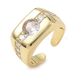 Bagues ouvertes en laiton avec micro pavé de zircones cubiques pour femmes&nbsp;RJEW-L343-06G