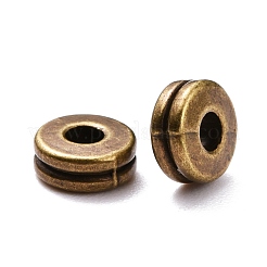 チベット風合金スペーサービーズ  フラットラウンド  カドミウムフリー＆鉛フリー  アンティークブロンズ  6x2.5mm  穴：2mm&nbsp;TIBEB-ZN60102-01AB