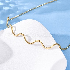 Ожерелья из цепочек волнообразной формы из нержавеющей стали 304 для женщин&nbsp;NJEW-S439-08G