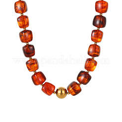 Colliers à perles cubiques en acier inoxydable 304 et résine pour femmes&nbsp;WG9D40D-01