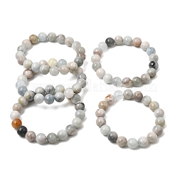 Bracelets extensibles en perles rondes d'aigue-marine naturelle de 10 mm pour femmes&nbsp;GG-CBA6C75-A01-10mm