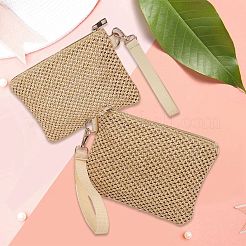 2 bolsa de cosméticos con cremallera de paja trenzada&nbsp;AJEW-CN0006-36A