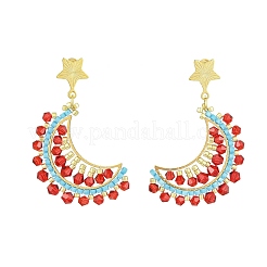 Pendientes colgantes de cuentas de vidrio hechas a mano con forma de luna&nbsp;EJEW-MZ00360-02