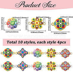 40 Stück 10 Stile 3D-gedruckte Verbindungsstück-Charms aus Legierung&nbsp;FIND-SC0022-83