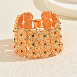 Bracciali vintage da donna in ottone e lega con maglie a moneta e pavé di zirconi cubici.&nbsp;RT6126
