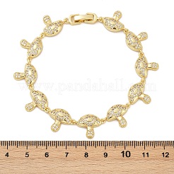 Браслеты из грибовидной латуни с микропаве из прозрачных кубических цирконий для женщин BJEW-Z126-04G