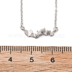 925 серебряное ожерелье с подвеской в виде сердца из прозрачного микропаве из кубического циркония для женщин&nbsp;NJEW-D315-01P