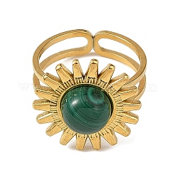 Bracciale aperto in malachite naturale e acciaio inossidabile&nbsp;RJEW-JR01091-01