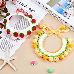 2 шт. 2-х цветный шерстяной тканый воротник с цветочным узором&nbsp;AJEW-FH0005-33B