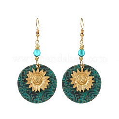 Плоские круглые серьги-подвески из сплава подсолнечника FS-WG8AC10-01