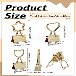 12 шт. 3 вида железных зажимов для бумаг&nbsp;AJEW-LP0002-85G