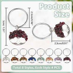 32 шт. 8 цвета натурального драгоценного камня брелок в виде дерева жизни&nbsp;KEYC-PH01571