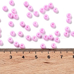 焼付塗装ガラスシードビーズ  ラウンド  パールピンク  4x3mm  穴：1.2mm  約7650個/ポンド&nbsp;SEED-H002-I-A528