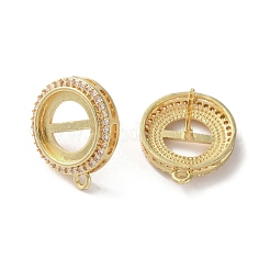 Серьги-гвоздики с прозрачным кубическим цирконием из латуни с микропаве KK-R215-09G-02