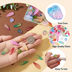 120 Stück 2 Stile Herbst Thema zweifarbige transparente Glasanhänger&nbsp;EGLA-TA0013-49