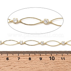 Цепи ручной работы с латунными звеньями и прозрачными кубическими цирконами в форме конского глаза CHC-G027-03LG