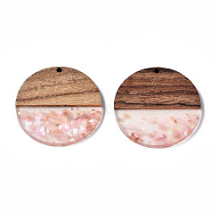 Pendentifs en résine transparente et bois de noyer&nbsp;RESI-T035-24-A01