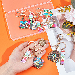 5 шт. 5-х цветные деревянные брелки ко Дню учителя&nbsp;AJEW-SP0001-41B