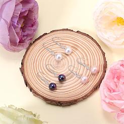 Orecchini di perle con zirconi bianchi conchiglia d'acqua dolce perla ciondola orecchini a gancio orecchini a cerchio con sfera rotonda orecchini in ottone gioielli regalo per le donne&nbsp;JE1097B