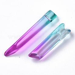 ツートンガラスビーズ  トップドリルビーズ  弾丸  蘭  25~40x7~8x6~7mm  穴：0.9mm&nbsp;GLAA-S167-13E