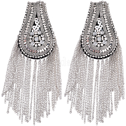 Кисточка из железной цепочки в форме капли с эполетами из стразов&nbsp;AJEW-WH20006-326A-P