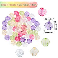 50шт 5 цвета прозрачные акриловые бусины&nbsp;TACR-PH0001-31