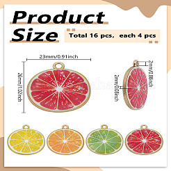 16шт 4 цвета легкие золотые подвески с эмалью&nbsp;ENAM-LP0001-19