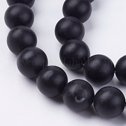 天然のブラックストーンビーズ連売り  ラウンド  ブラック  12mm  穴：1mm  約33個/連  15.7インチ&nbsp;G-R193-01-12mm