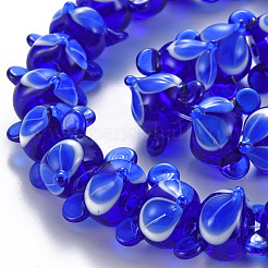 手作り凹凸柄ランプワークビーズ連売り  キツネ  ブルー  12~13x17~19.5x15~16mm  穴：2.5mm  約40個/連  16.54インチ（42cm）&nbsp;LAMP-S194-016C