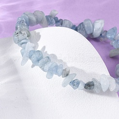 Эластичные браслеты из натурального аквамарина с бисером для женщин и мужчин&nbsp;LS-BJEW-K277-01