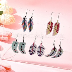 Наборы для изготовления сережек с блестящими акриловыми перьями своими руками&nbsp;DIY-FS0006-84