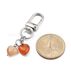 Ciondolo in vetro di quarzo ciliegia e agata rossa e agata grigia e acquamarina e howlite e cuore naturale&nbsp;HJEW-JM02493