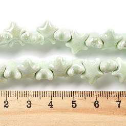 手作りの陶器ビーズ  ヒトデのセラミックビーズ  淡緑色  12x10.5x6mm  穴：2mm  約40個/連  11.61''（29.5センチメートル）&nbsp;PORC-Q002-3C