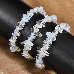 Braccialetti unisex elasticizzati con perline opalite chip&nbsp;BJEW-S143-10