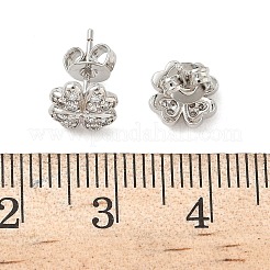 Серьги-гвоздики из латуни с микропаве из прозрачных кубических цирконий&nbsp;EJEW-F383-09P
