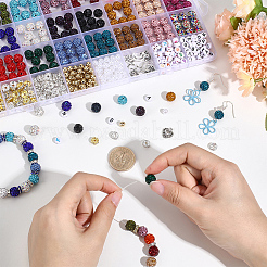 DIYファインディングキット  ポリマークレイラインストーンビーズを含む  合金ペンダント  CCBプラスチック、ABSプラスチック、アクリル、真鍮のラインストーンビーズ  ミックスカラー  10mm  穴：1.5mm&nbsp;DIY-PA0001-88