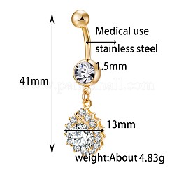 Латунное кольцо пупка с фианитом AJEW-EE0004-09