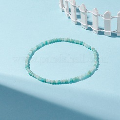 天然アマゾナイト ビーズ ストレッチ ブレスレット  女性のためのアクセサリー用原石のアクセサリー  ワイド：3mm  内径：2-1/4インチ（5.7cm）&nbsp;BJEW-JB08484-08