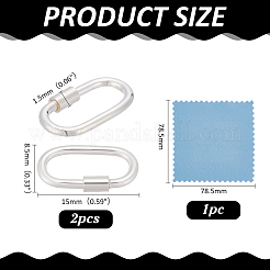 2 шт. 925 застежки-карабина из стерлингового серебра STER-ME0001-36