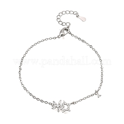Armbänder aus Messing mit klaren Zirkonia-Blumen und Sterngliedern&nbsp;KK-CBAED06-03P