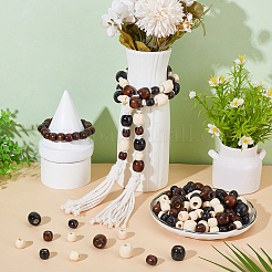 210 шт. 6 стиля крашеных бусин из натурального клена WOOD-WR0001-12