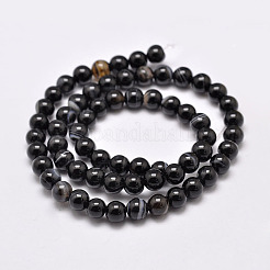 Chapelets de perles en agate noire naturelle&nbsp;G-G962-10mm-12-A