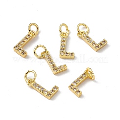 Véritable micro-pavé en laiton plaqué 18k or véritable breloques en zircone cubique transparente&nbsp;KK-E068-VB452-L