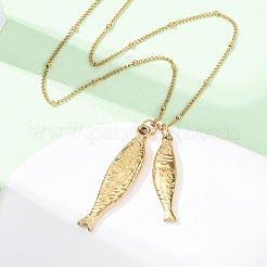 Парные ожерелья-спутники из нержавеющей стали 304 с подвеской в виде рыбки для женщин&nbsp;NJEW-Z108-02G